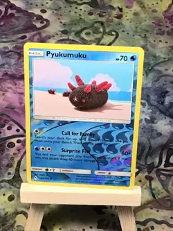 Pyukumuku 53/214 Reverse Holo Sun Moon Asako Ito Crocheted Art Pokemon Card! - Image 2