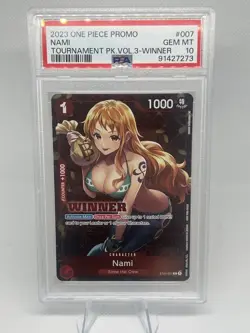 Nami (Tournament Pack Vol. 3) [Winner] ST01-007 One Piece Promotion Cards PSA 10 - Image 1