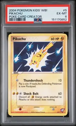 Pikachu Poke Card Creator #5 2004 Kids' WB PSA Graded EX-MT 6 - Image 1