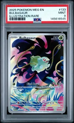 2025 Pokemon Mega Evolution Bulbasaur 133/132 Illustration Rare IR PSA 9 - Image 1