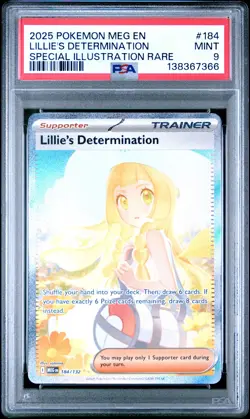 2025 POKEMON MEG EN-MEGA EVOLUTION #184 LILLIE'S DETERMINATION PSA 9 - Image 1