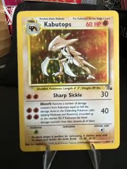 Pokemon Kabutops Fossil Holo Rare Unlimited 9/62 1999 60 HP English - Image 1