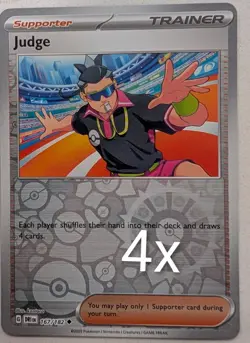 4x Pokemon TCG, Judge 167/182 Sv10: Destined Rivals Reverse Holo Playset x4 - Image 1