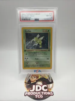 1999 Pokemon Jungle 1st Edition Scyther Rare Holo #10/64 PSA 8 - Image 1