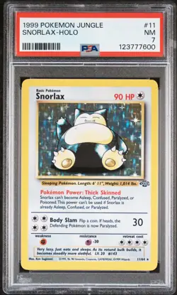 Pokemon TCG Snorlax Jungle Holo Rare 11/64 PSA 7 Graded 1999 Unlimited - Image 1