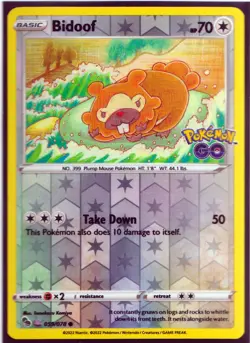 BIDOOF (Peelable Ditto) 058/078 POKEMON GO REVERSE HOLO NM (B2) - Image 1