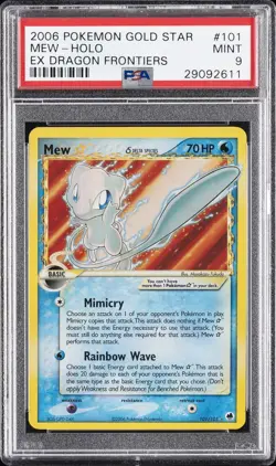 2006 POKEMON EX DRAGON FRONTIERS GOLD STAR #101 MEW-HOLO PSA 9 - Image 1