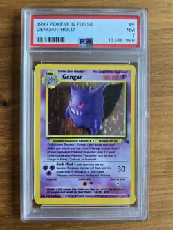 1999 POKEMON FOSSIL #5 GENGAR HOLO PSA 7 NM - Image 1
