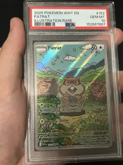 2025 POKEMON WHT EN-WHITE FLARE | ILLUSTRATION RARE #152 PATRAT PSA 10 - Image 3