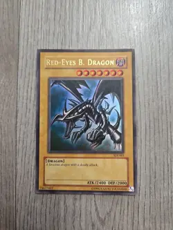 Yu-Gi-Oh! TCG Red-Eyes Black Dragon Holo Rare Card SDJ-001 Vintage 1996 - Image 1