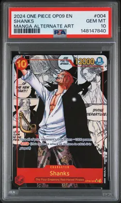2024 ONE PIECE OP09-EMPERORS IN THE NEW WORLD MANGA ALTERNATE ART SHANKS PSA 10 - Image 1