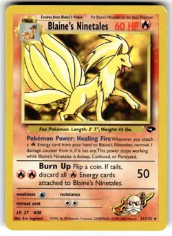 2000 Blaine's Ninetales #21/132 Gym Challenge Unlimited Rare Pokemon Card NM/VLP - Image 1