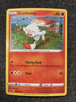 GALAXY SWIRL Pokemon Sword & Shield Scorbunny SWSH 244 Black Star Cosmos Promo - Image 1