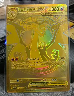 Pokemon Mega Evolution Phantasmal Flames Gold Mega Charizard X EX 130/094 - Image 3