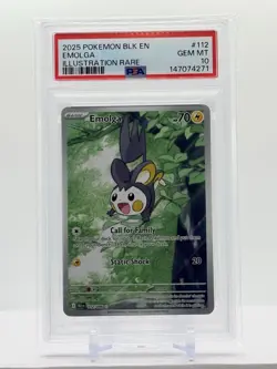 2025 Pokemon EMOLGA #112/086 Black Bolt Illustration Rare - PSA 10 💎 - Image 1