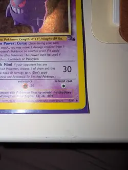 1999 Pokemon Fossil Gengar Holo 5/62 DOUBLE SWIRL Vintage Rare - HP/DMG - Image 3