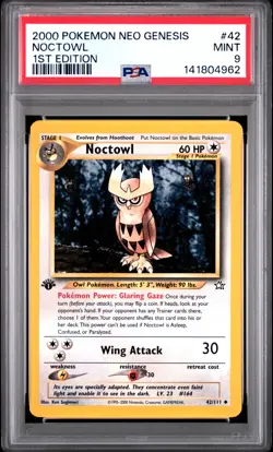 2000 Pokemon Neo Genesis 1st Edition Noctowl #42 PSA 9 - Image 1