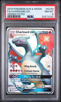 2019 POKEMON SUN & MOON HIDDEN FATES #SV49 FULL ART/CHARIZARD GX PSA 8 - Image 1