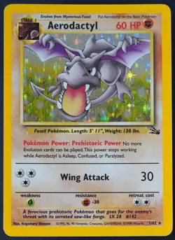 Pokemon - Aerodactyl Holo - 1/62 - Fossil - Rare Card - NM - Image 3