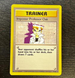 Pokemon TCG ENGLISH BASE SET UNLIMITED IMPOSTER OAK RARE Card 73/102 LP MP - Image 1