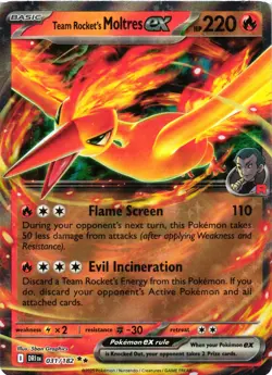 Pokemon TCG Team Rocket's Moltres ex Double Rare SV10 Destined Rivals 031/182 NM - Image 1