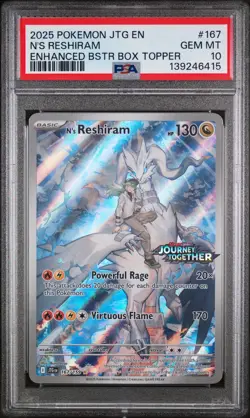 2025 POKEMON JTG EN-JOURNEY TOGETHER #167 N'S RESHIRAM PSA 10 - Image 1