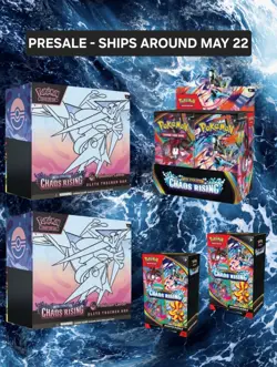 Chaos Rising (2) Pokemon Center ETB, (1) Booster Box, (2) Booster Bundle PRESALE - Image 1