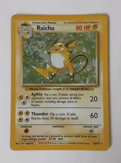 Preowned Pokemon TCG Vintage Raichu Holo Base Set 14/102 - Image 2