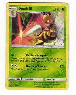 Beedrill 5/181 Rare Reverse Holo 2019 Team Up Pokemon LP - Image 1