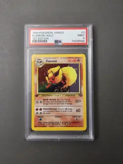 1999 Pokemon Jungle Flareon Holo 1st Edition PSA 9 - Image 1