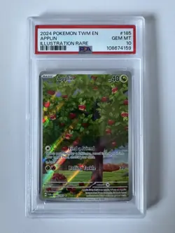 2024 POKEMON TWM EN-TWILIGHT MASQUERADE ILLUSTRATION RARE #185 APPLIN PSA 10 - Image 1