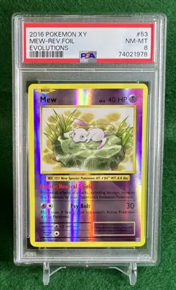 2016 Pokemon XY Mew Reverse Foil Evolutions PSA NT-MT 8 - Image 1
