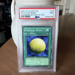 2002 YuGiOh Mystical Moon LOB-094 1st Ed LegendBlueEyesWhiteDragon AE PSA 9 Low - Image 1
