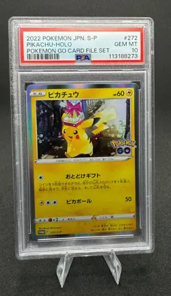 JPN. S-P; PIKACHU-HOLO #272, POKEMON GO CARD FILE SET PSA 10 - Image 1