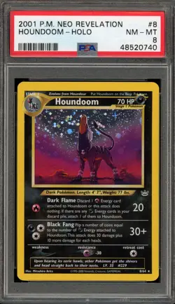 Pokemon Houndoom Neo Revelation Unlimited Holo Rare #8 PSA 8 - Image 1