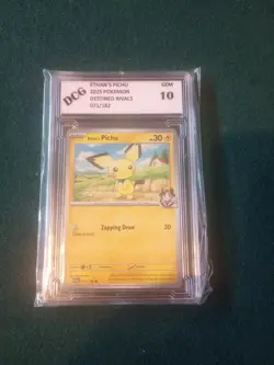 Ethan's Pichu Pokemon Gem 10 Graded Pikachu Card Nice Card - Image 1