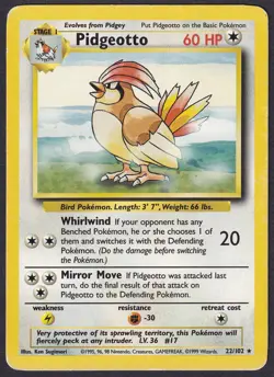 Pokemon Pidgeotto 22/102 Non-Holo Rare Base Set - Image 1