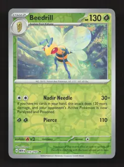 Beedrill 015/165 Rare 151 Pokemon Reverse Holo Near Mint - Image 1