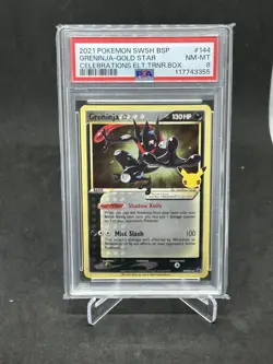 2021 Pokemon SWSH BSP Greninja Gold Star Celebrations ELT Trainer #144 PSA 8 - Image 1