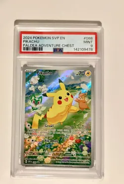 2024 Pokemon SVP EN Paldea Adventure Chest PSA 9 Pikachu #088 Holo FA FULL ART - Image 1