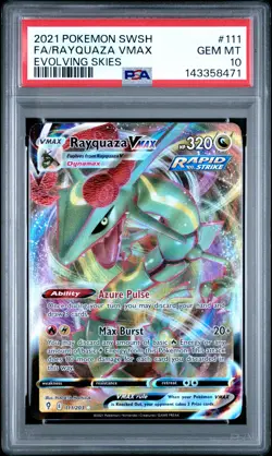 2021 Pokemon Evolving Skies #111 Fa/Rayquaza Vmax PSA 10 - Image 1