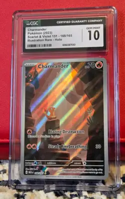 151 Charmander 168/165 Illustration Rare CGC 10 Gem Mint SV English Pokemon TCG - Image 1