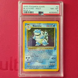 Blastoise Base Set 2 2000 Holo Rare PSA 8 Pokemon TCG Card 2/130 Age Level 6+ - Image 1