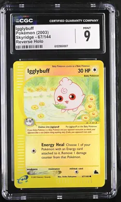 CGC 9 MINT Igglybuff 2003 Skyridge 67/144 Reverse Holo Pokemon Card - Image 1