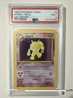 Pokemon PSA 9 1st Edition Hypno 8/62 Fossil Holo - Image 1