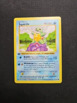 1999 Pokemon Base Set Rare 1ed Vintage shadowless Squitle 63/102 - Image 1
