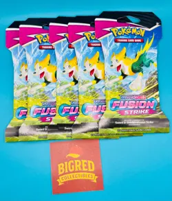 Pokemon TCG Sword & Shield 08 Fusion Strike Sleeved Booster Pack LOT OF 5 PACKS - Image 1