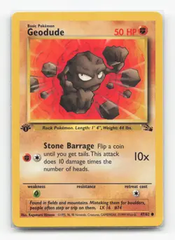 Pokemon TCG - Geodude 47/62 Moderately Played Common Fossil 1st Edition - Image 1