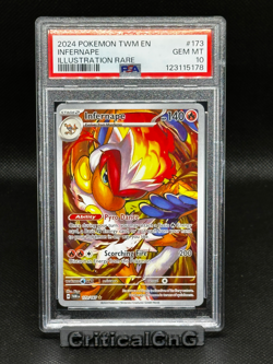 POKEMON TWM EN-TWILIGHT MASQUERADE ILLUSTRATION RARE #173 INFERNAPE PSA 10 - Image 1