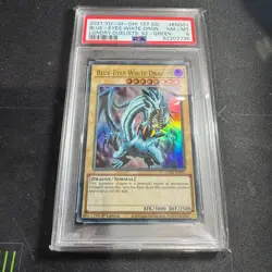 2021 Blue Eyes White Dragon 1st Edition GREEN LDS2-EN001 Yugioh Card PSA 8 - Image 1